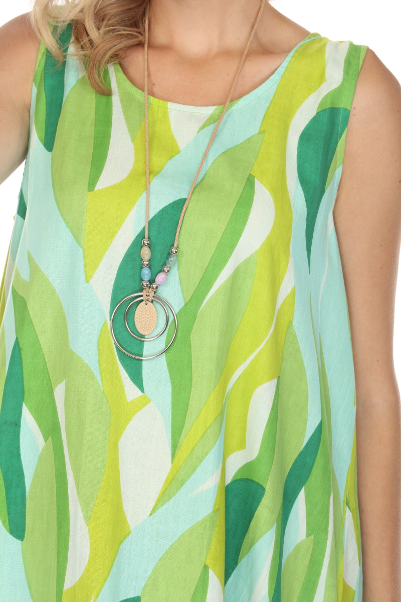 Green A Line 100% Cotton Pockets Dress