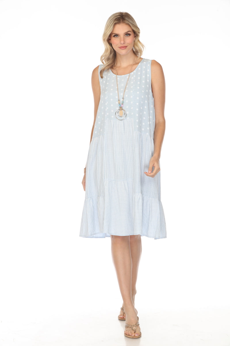 Light Blue Strips/Dots Frill Dress