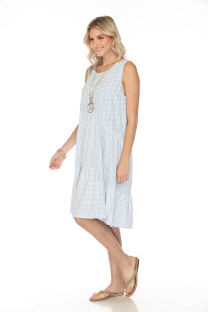 Light Blue Strips/Dots Frill Dress