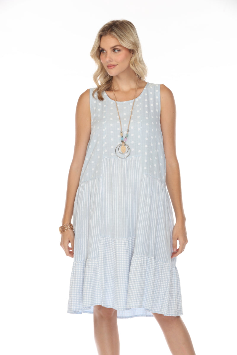 Light Blue Strips/Dots Frill Dress
