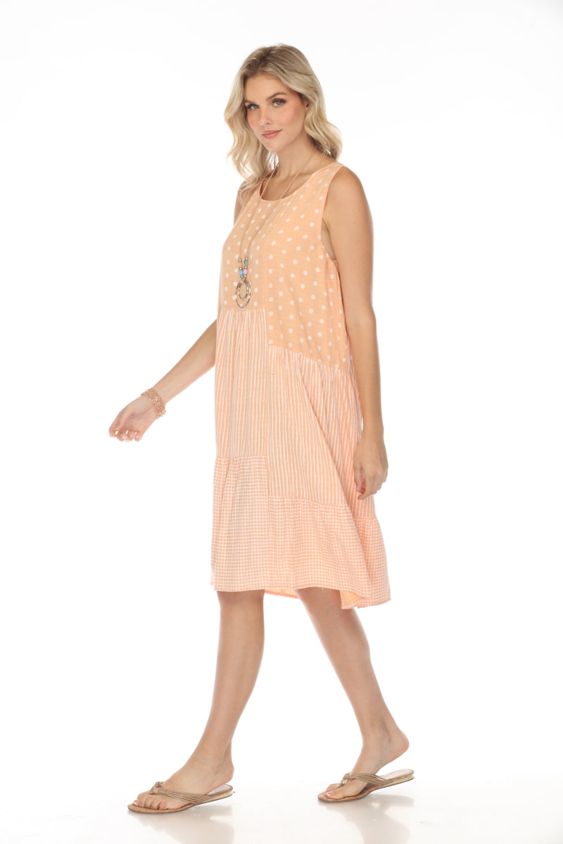 Peach A Line strips, Dots Dress