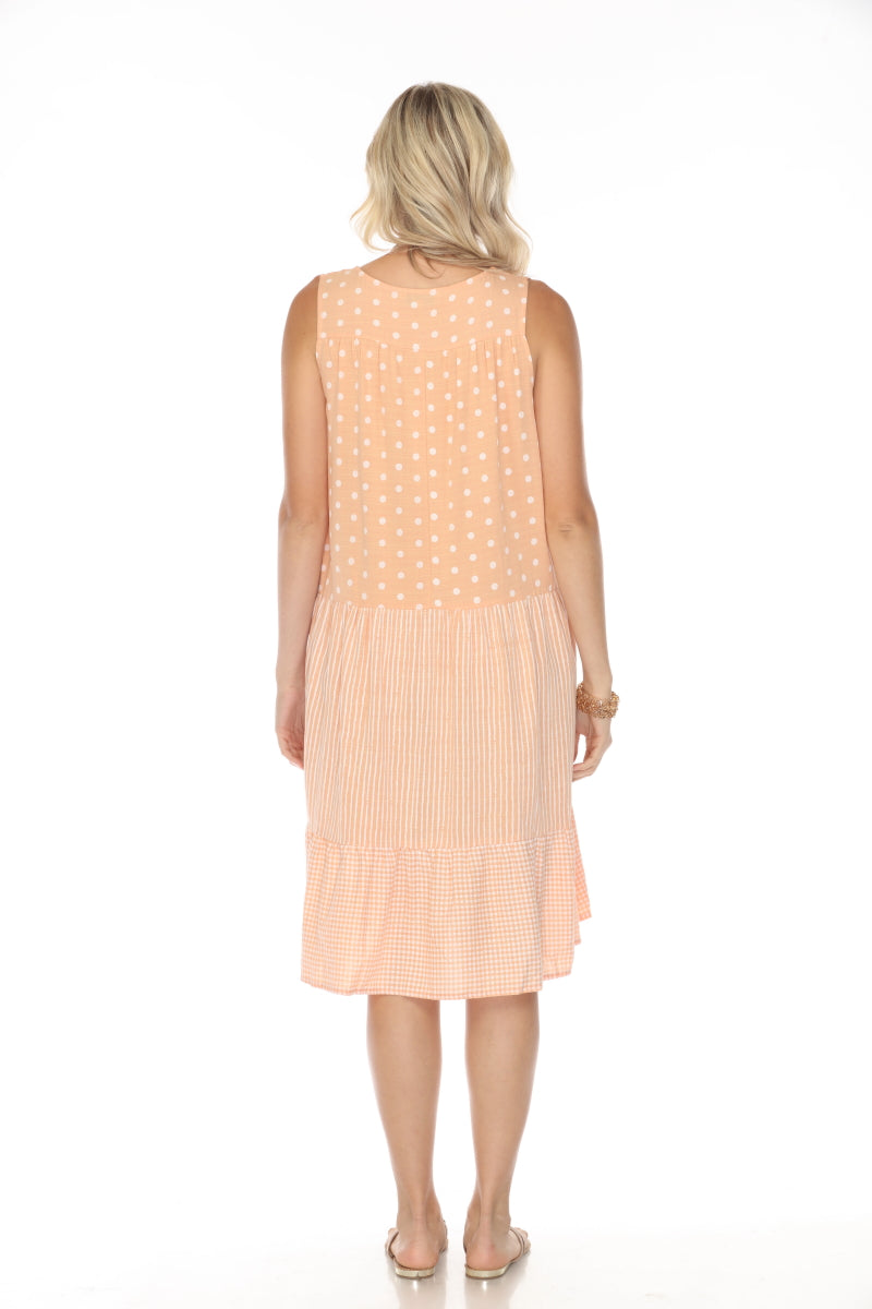 Peach A Line strips, Dots Dress