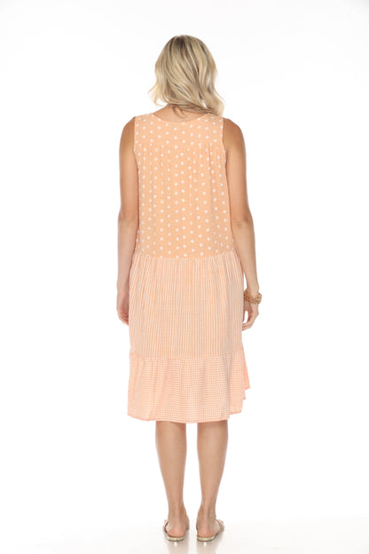 Peach A Line strips, Dots Dress