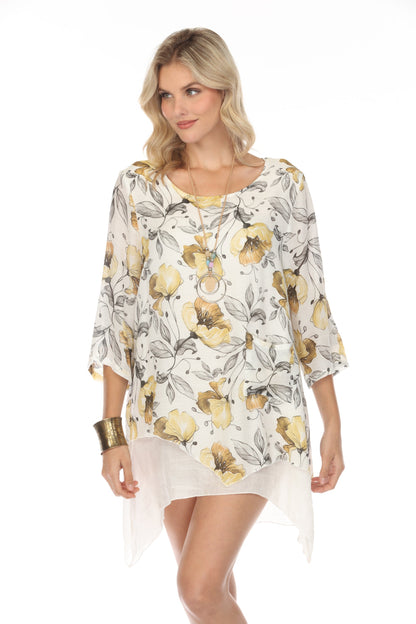 White yellow Asymmetrical hem Tunic/Dress