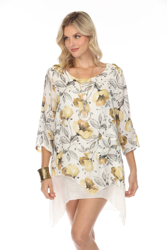 White yellow Asymmetrical hem Tunic/Dress