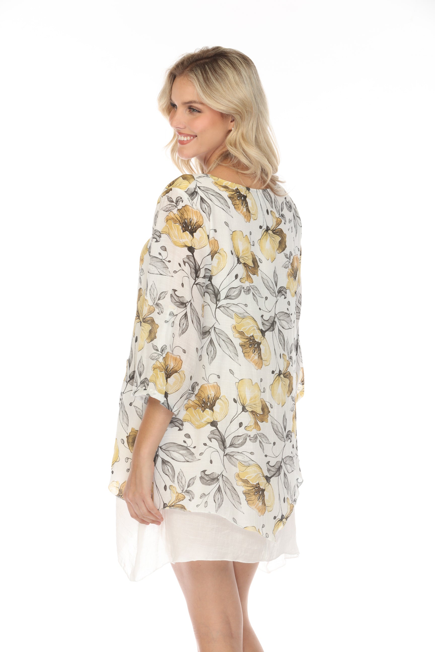 White yellow Asymmetrical hem Tunic/Dress