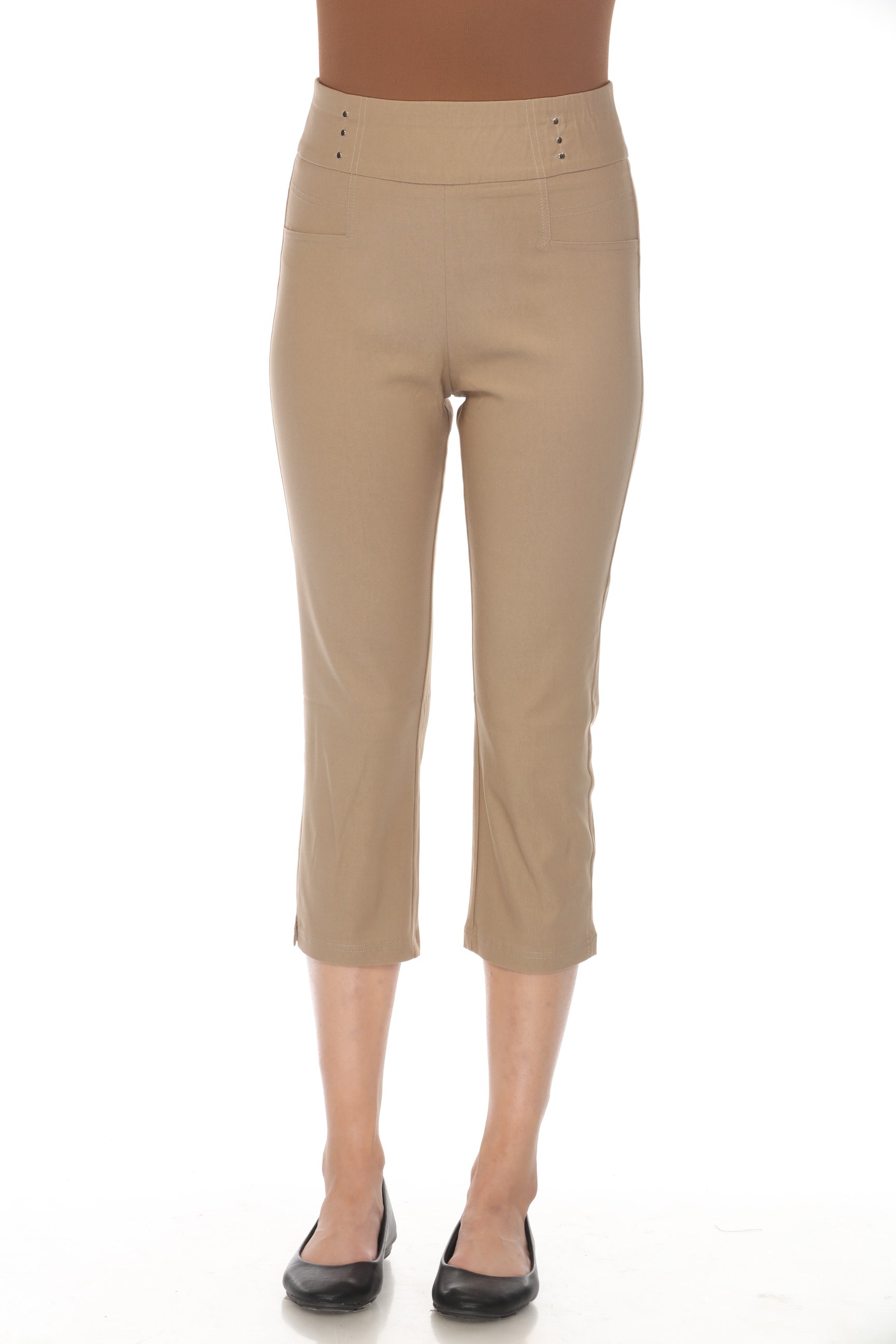 Beige Stretchable Capri