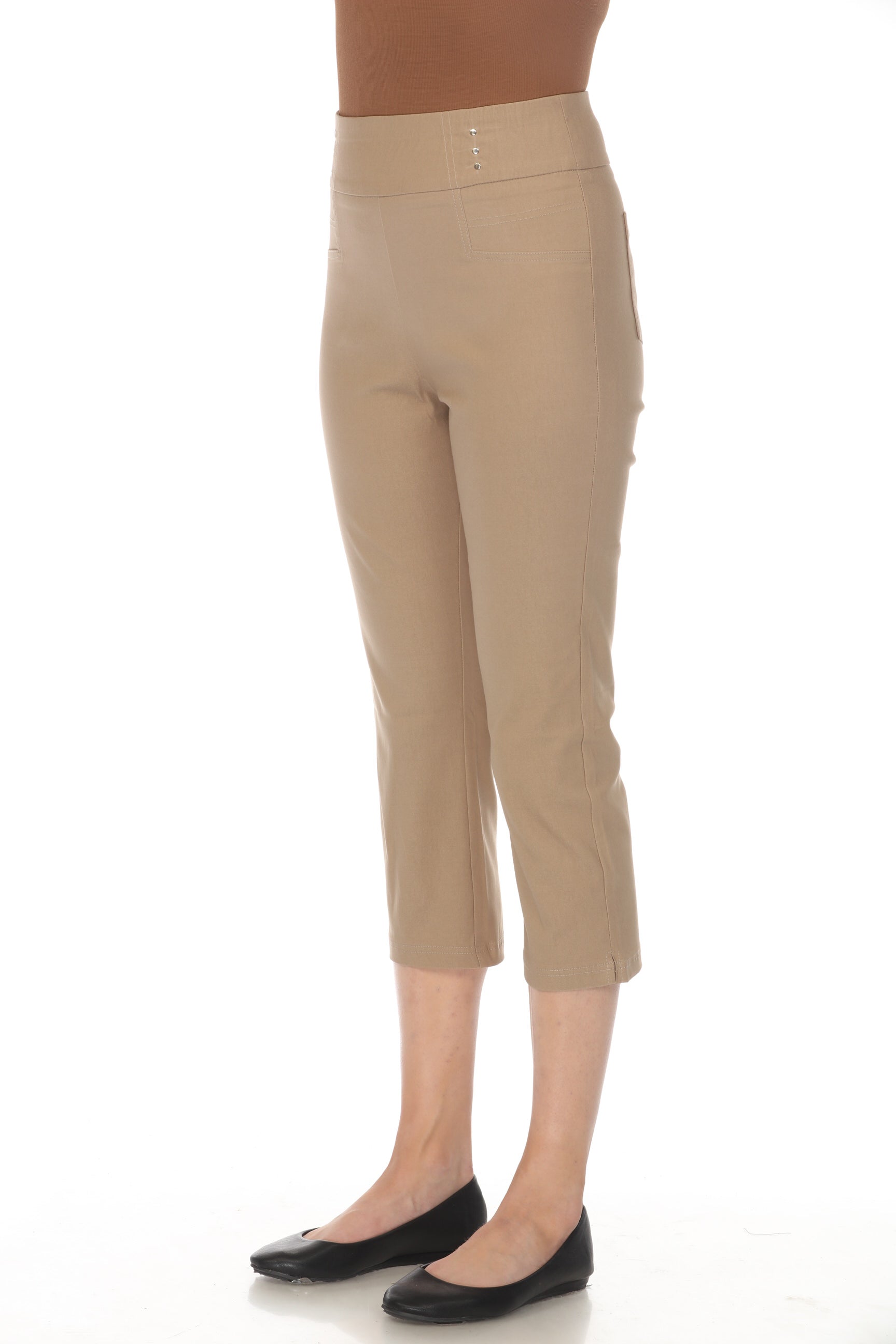 Beige Stretchable Capri