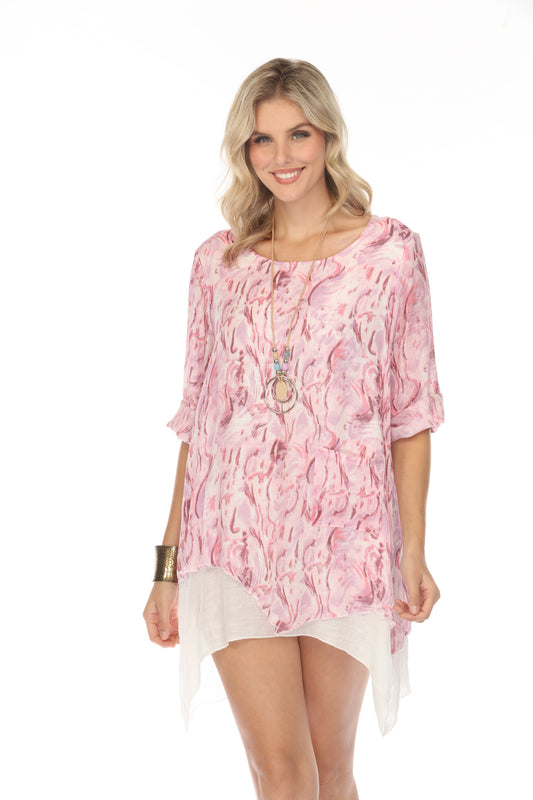 Purple White Asymmetrical Hem Tunic/Dress