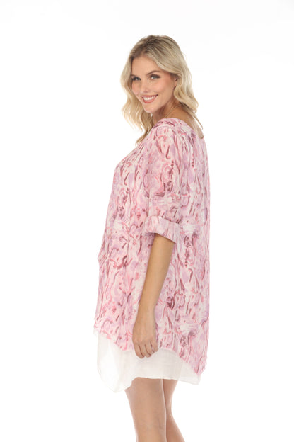 Purple White Asymmetrical Hem Tunic/Dress