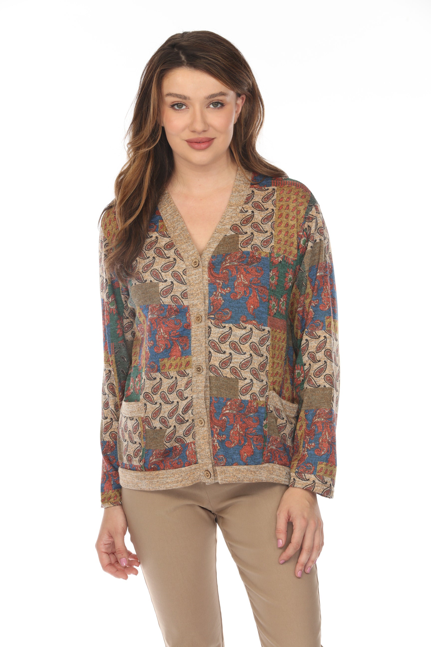 Nature Print Button Up Cardigan