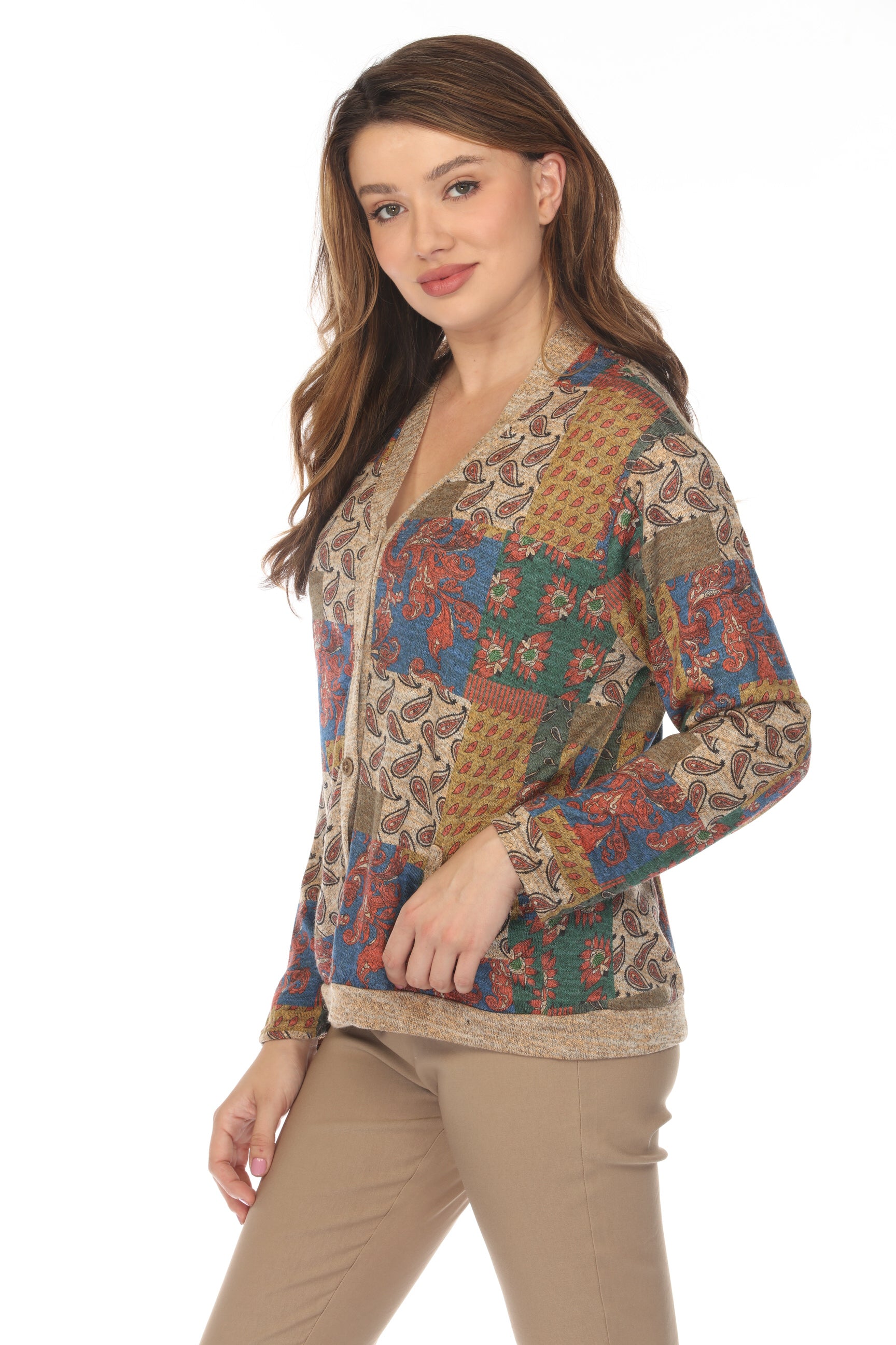 Nature Print Button Up Cardigan