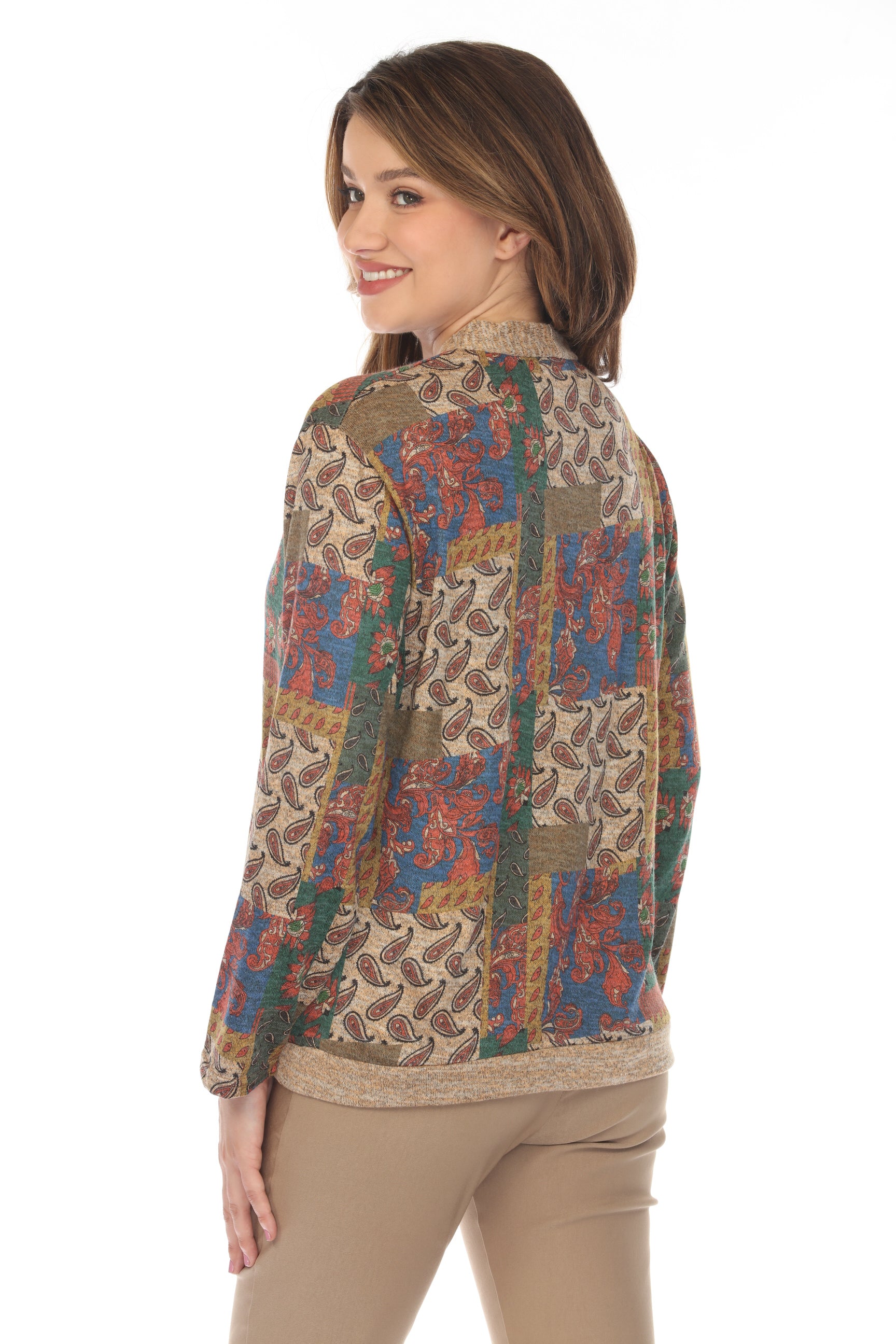 Nature Print Button Up Cardigan