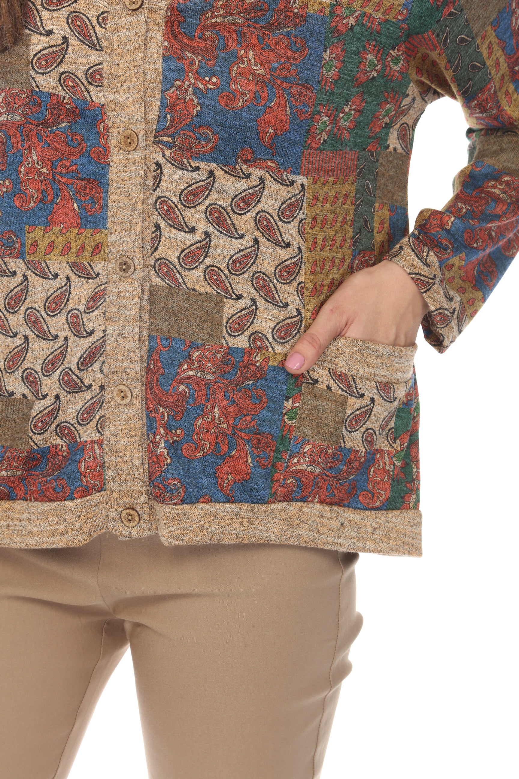 Nature Print Button Up Cardigan