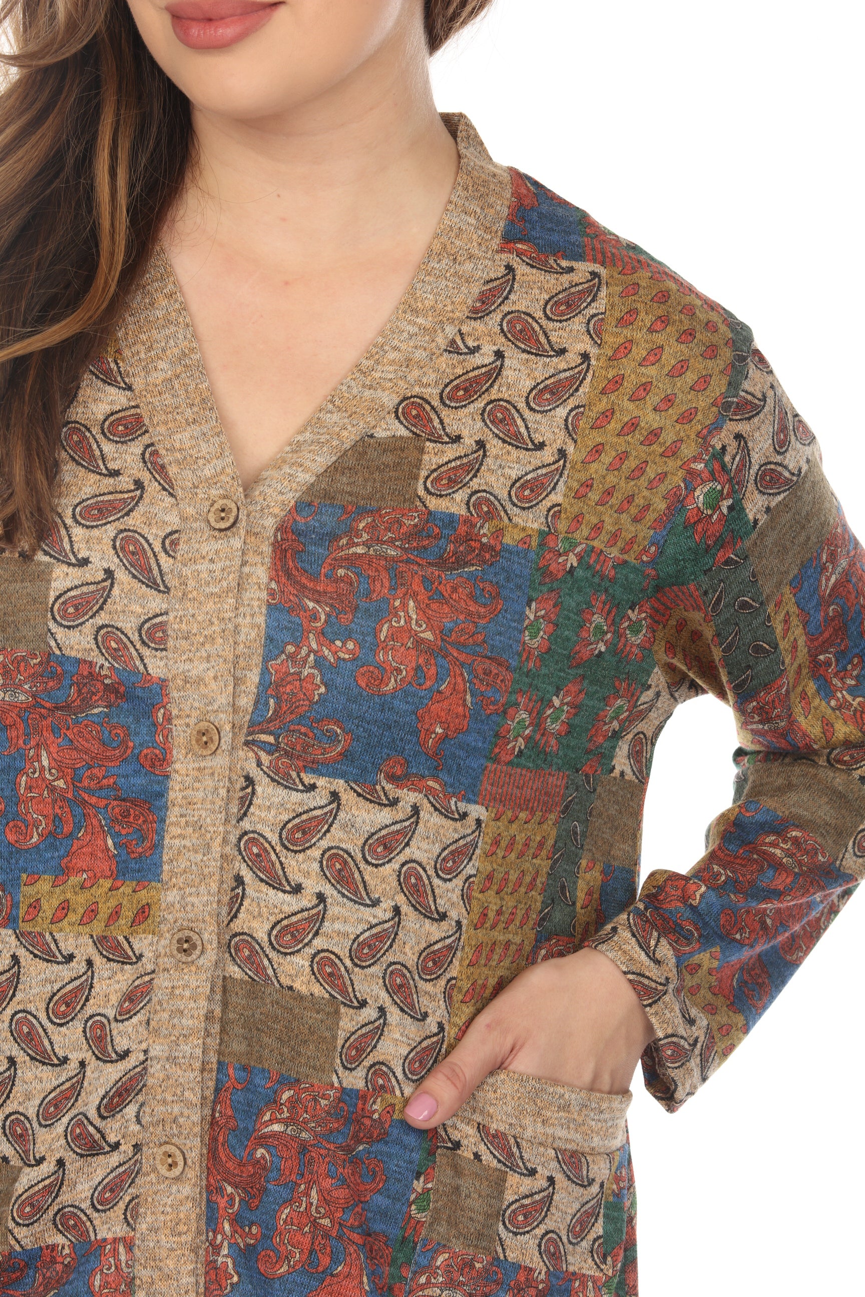 Nature Print Button Up Cardigan