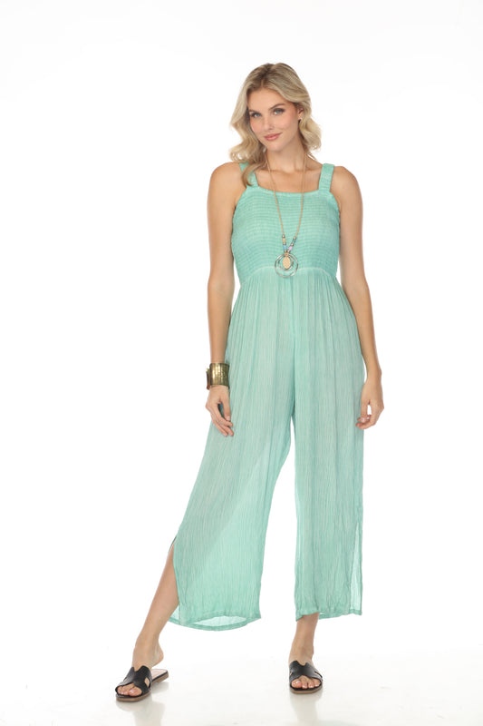 Sea Green Sleeveless Bottom Slit Jumpsuit