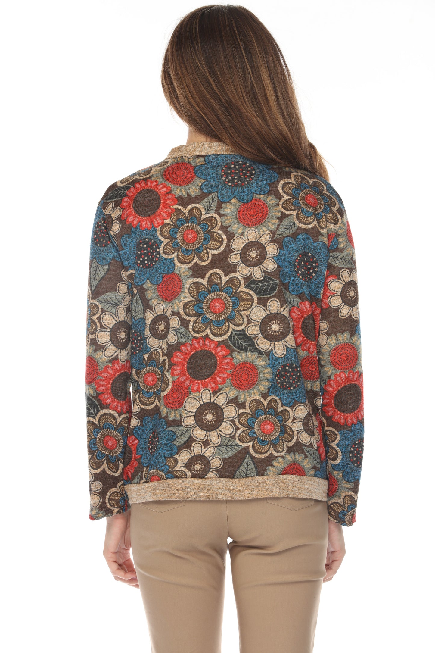 Floral Print Button Up light Sweater / Cardigan