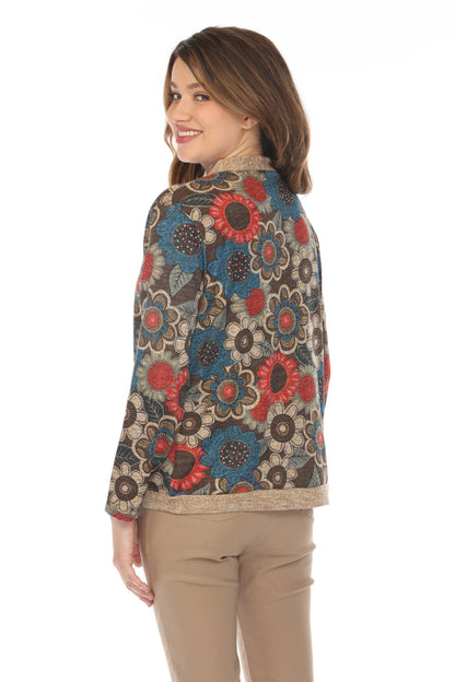 Floral Print Button Up light Sweater / Cardigan
