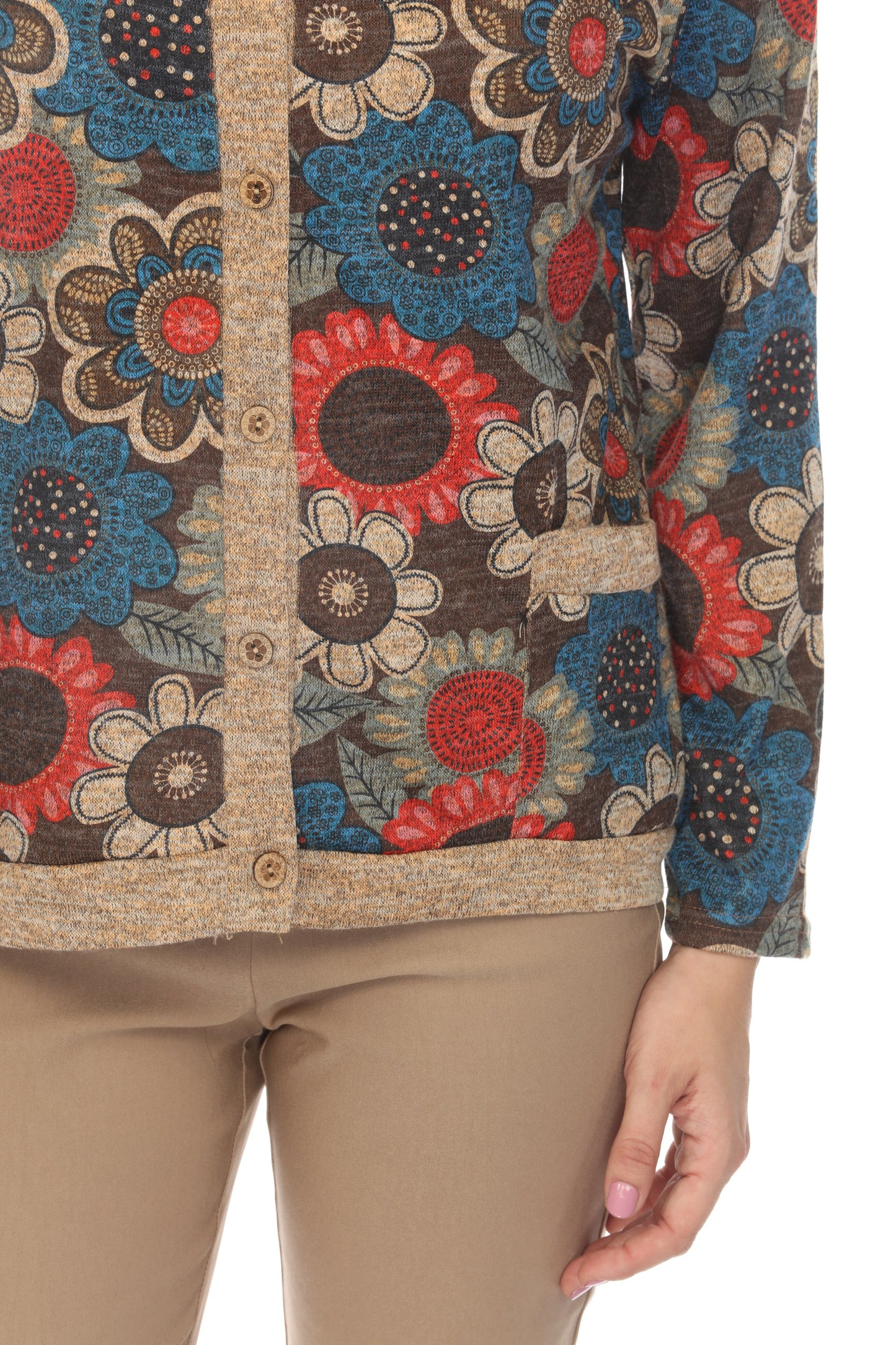 Floral Print Button Up light Sweater / Cardigan