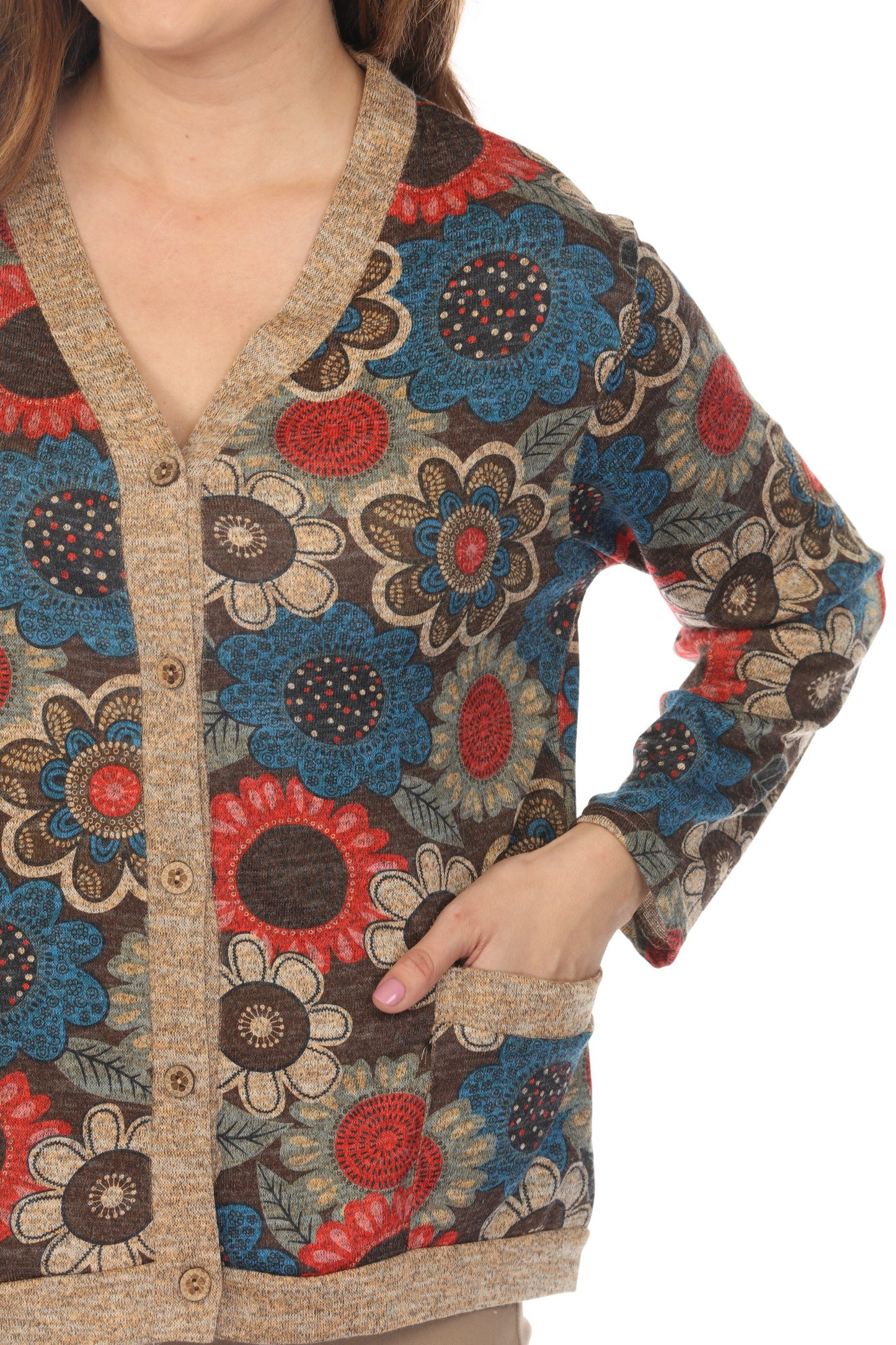 Floral Print Button Up light Sweater / Cardigan