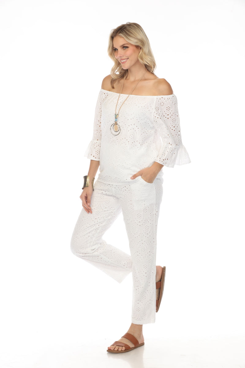 White 100% Cotton Off Shoulder Top
