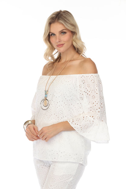 White 100% Cotton Off Shoulder Top