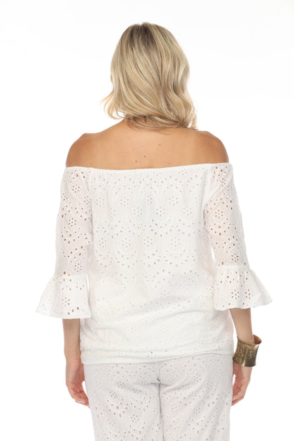 White 100% Cotton Off Shoulder Top