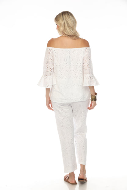 White 100% Cotton Off Shoulder Top