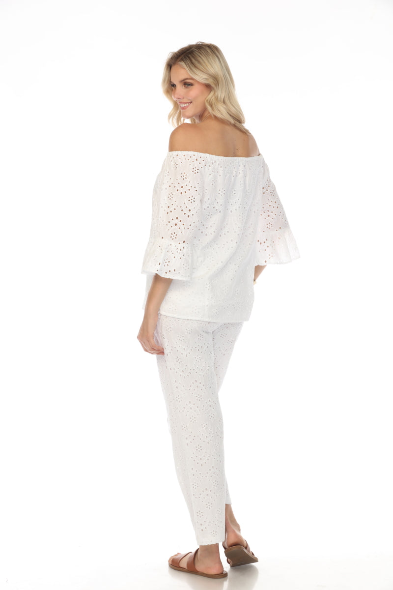 White 100% Cotton Off Shoulder Top