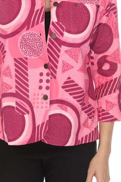 Pink Abstract 100 % Cotton Jacket