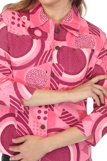 Pink Abstract 100 % Cotton Jacket
