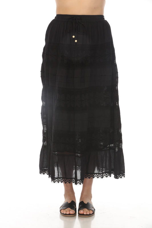 Black 100% Cotton Netted blend Lined Skirt