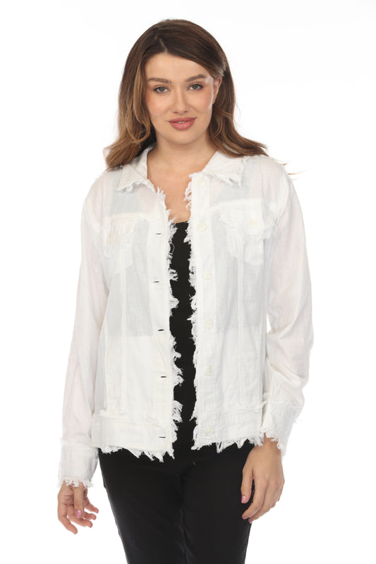 White Fringed 100% Cotton Jacket