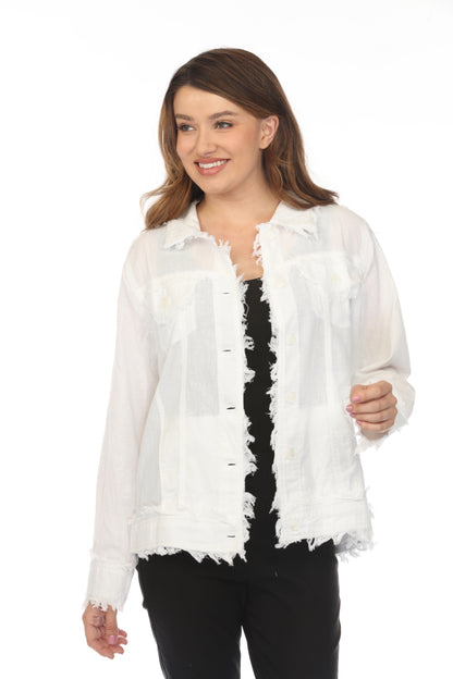 White Fringed 100% Cotton Jacket
