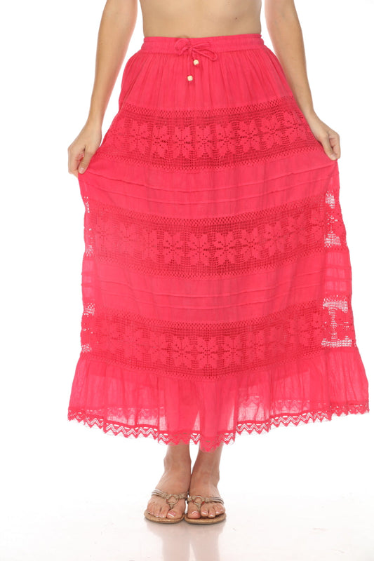 Fuchsia 100% Cotton Netted blend Lined Skirt