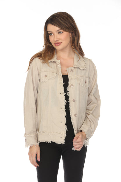Fringed 100 % Cotton Button Jacket