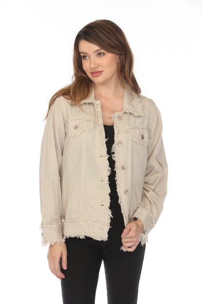 Fringed 100 % Cotton Button Jacket