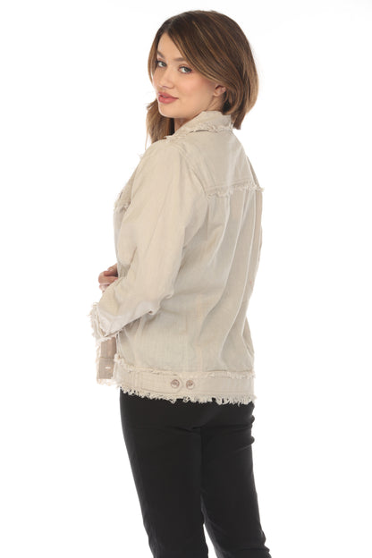 Fringed 100 % Cotton Button Jacket