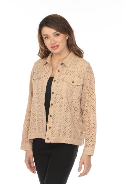 Beige 100% Cotton Jacket With Buttons