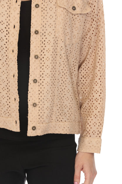 Beige 100% Cotton Jacket With Buttons