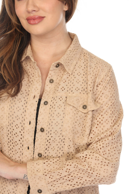 Beige 100% Cotton Jacket With Buttons