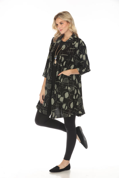 Black Open Front Cardigan Shirt