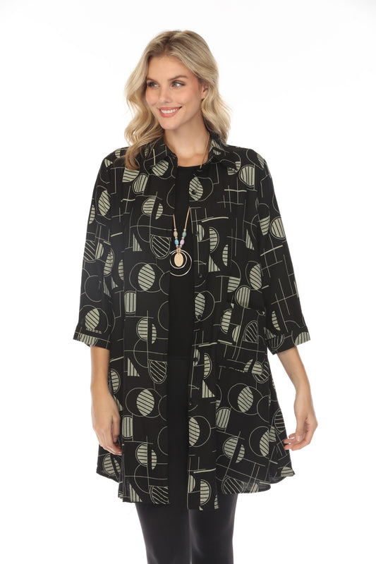 Black Abstract Collared Light Jacket