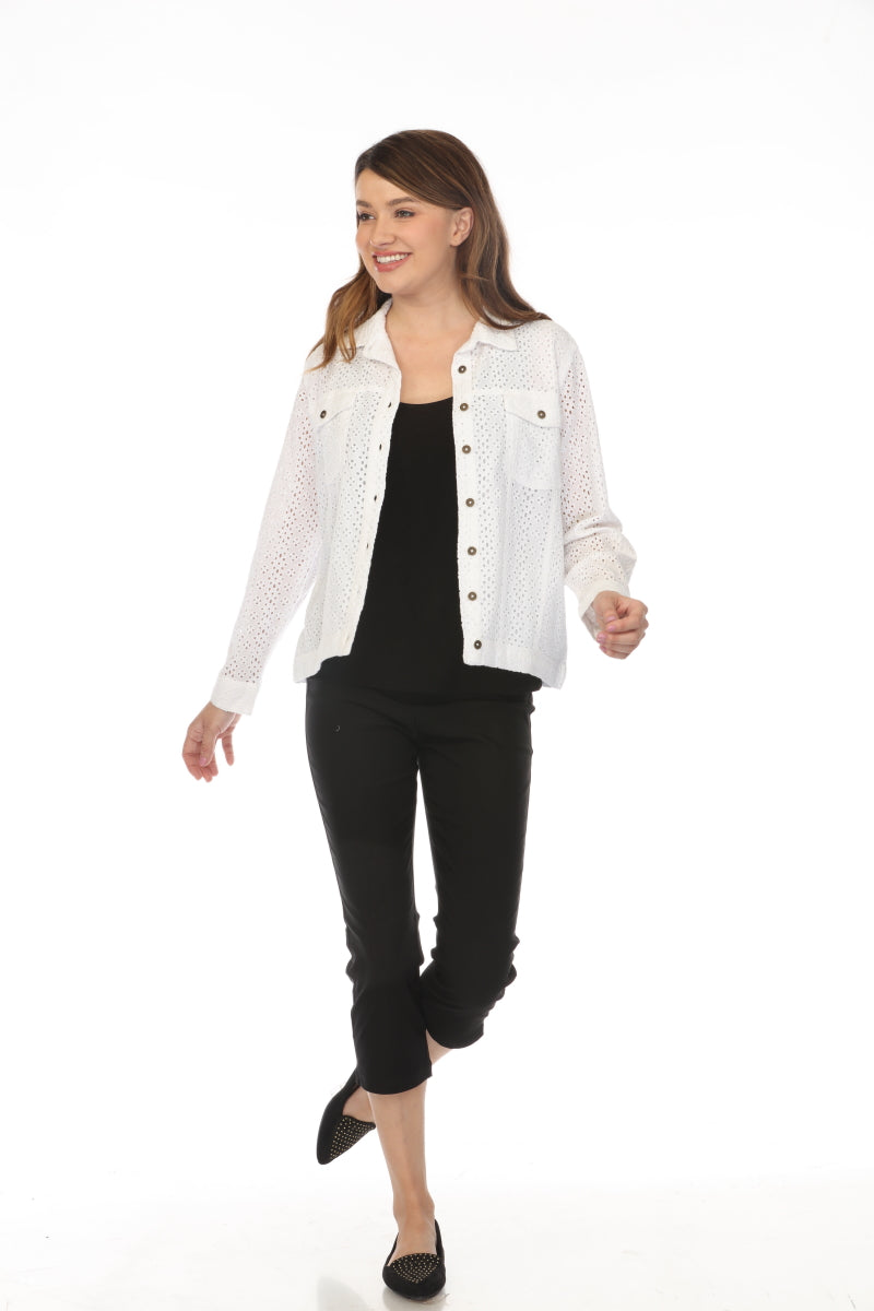 Textured Collared Jacket with Pockets