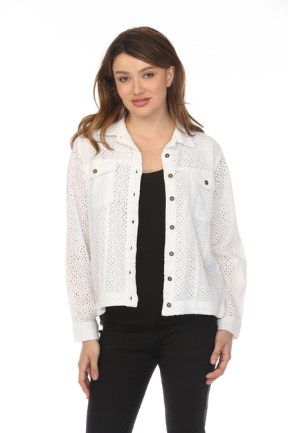 Textured Collared Jacket with Pockets