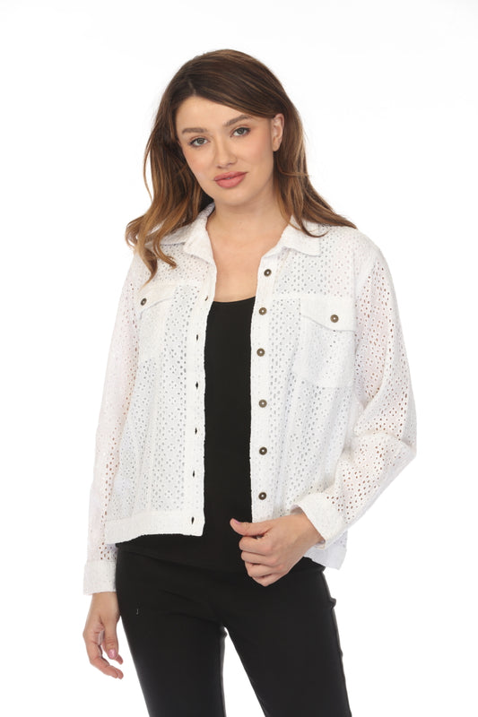 Textured Collared Jacket with Pockets