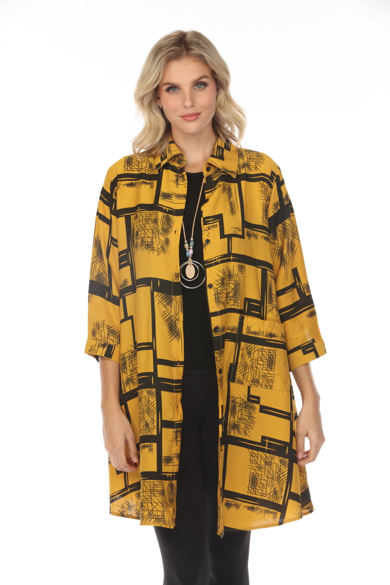 Mustard Abstract Collared Light Jacket