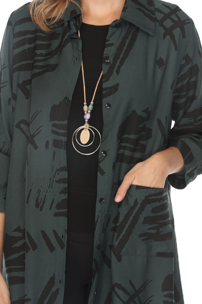 Dark Green Abstract Light Jacket