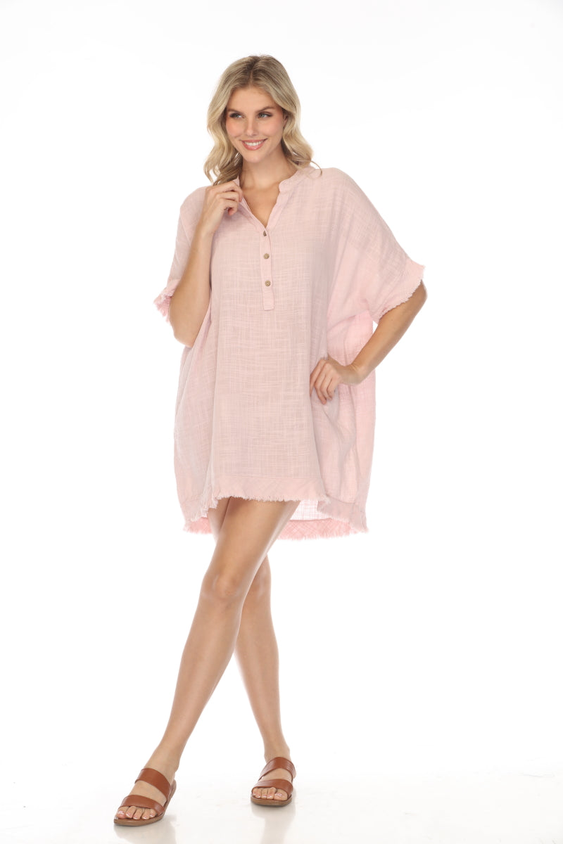 Pink Fringe detailed tunic / dress