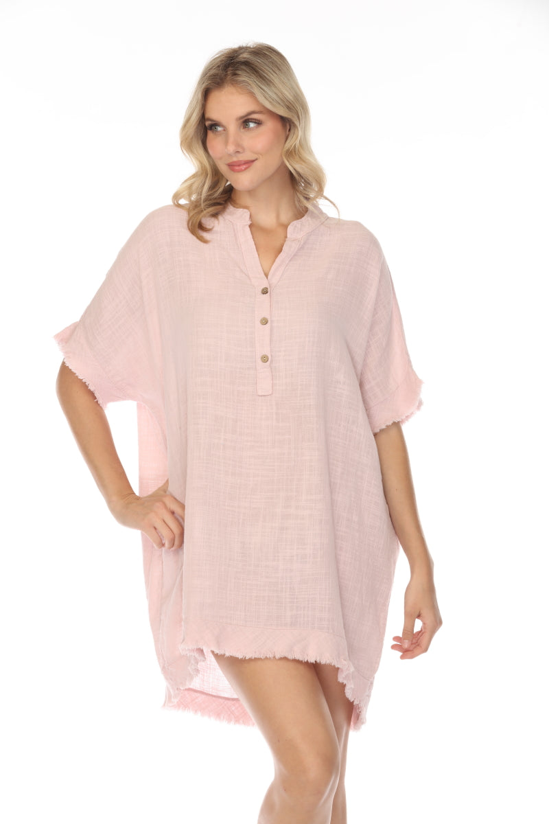 Pink Fringe detailed tunic / dress